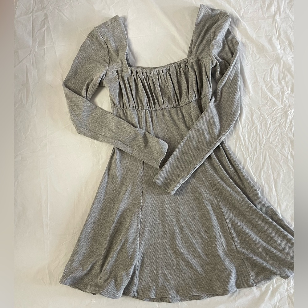 NWOT Grey Square Neckline - Gathered Bust Flare Dress